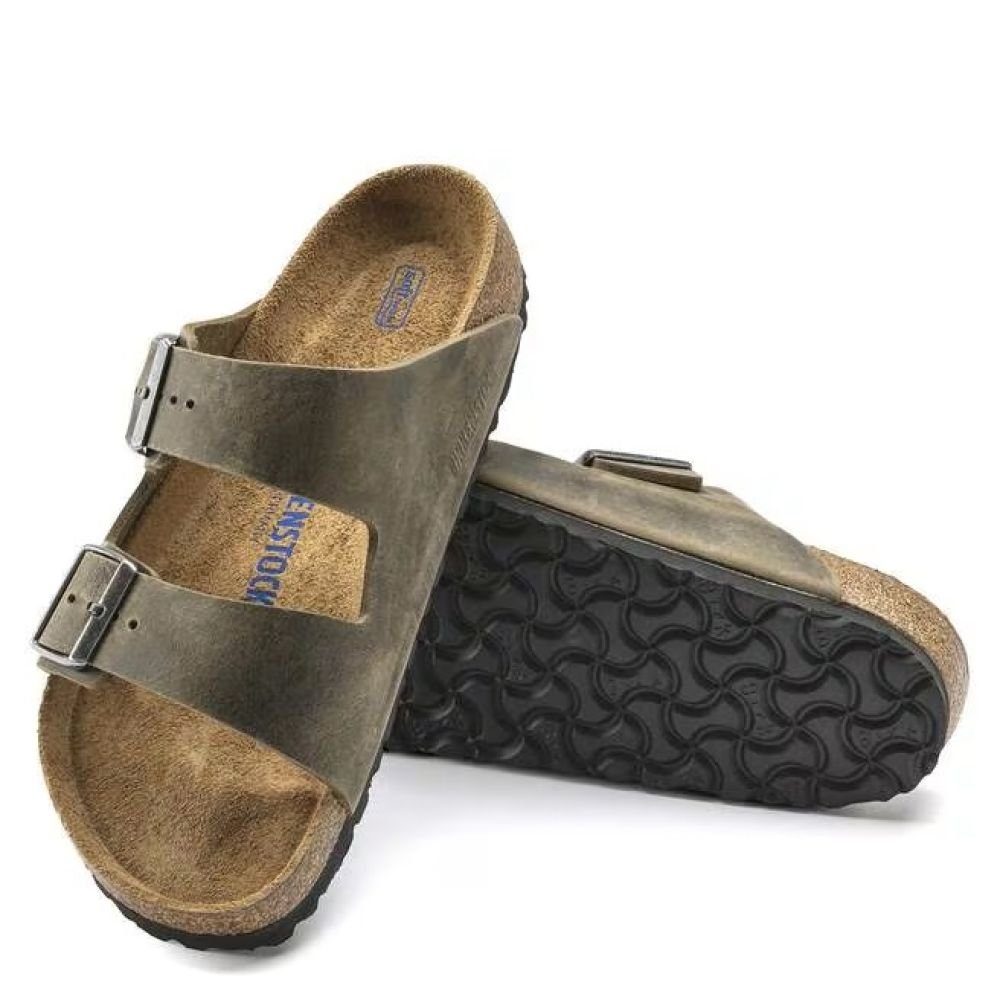 Birkenstock Arizona Softbed Oiled Leather in Faded Khaki