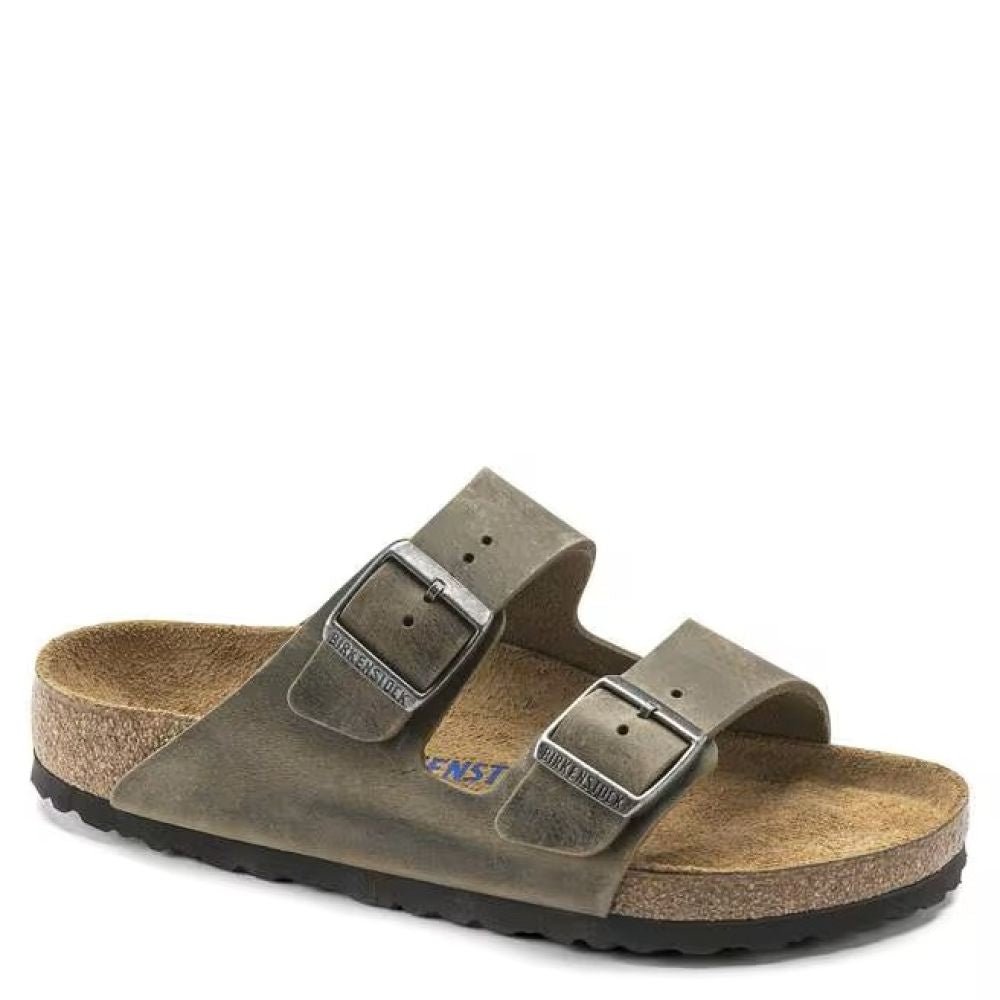 Birkenstock Arizona Softbed Oiled Leather in Faded Khaki