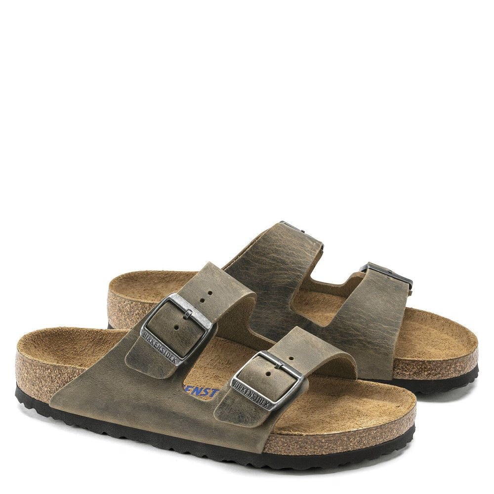 Birkenstock Arizona Softbed Oiled Leather in Faded Khaki