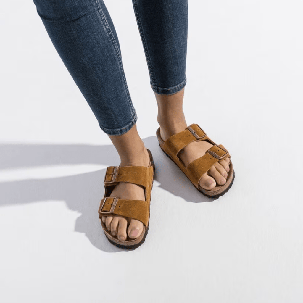 Birkenstock Arizona Softbed Suede Leather in Mink