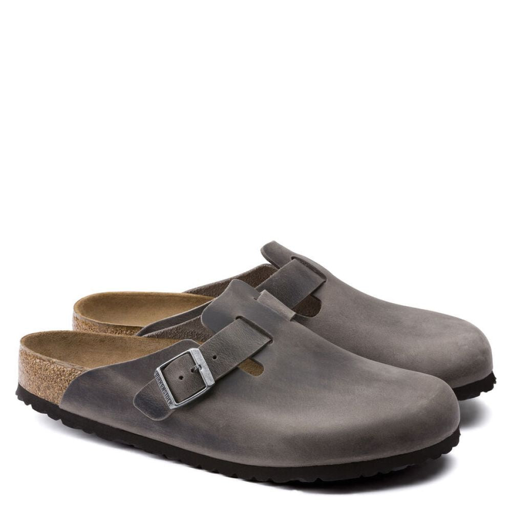 Birkenstock Boston Softbed Oiled Leather in Iron