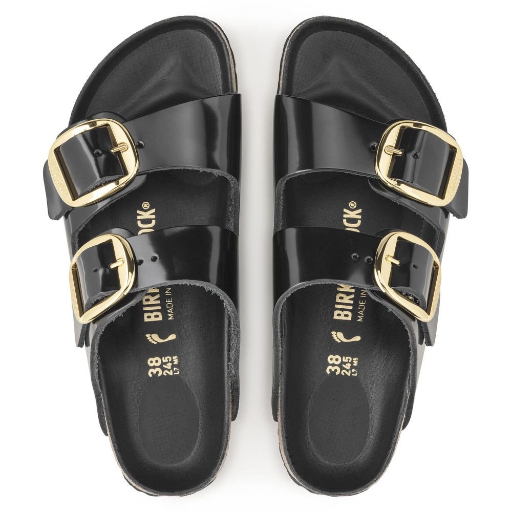 Birkenstock Women's Arizona Big Buckle Natural Leather Patent in High Shine Black