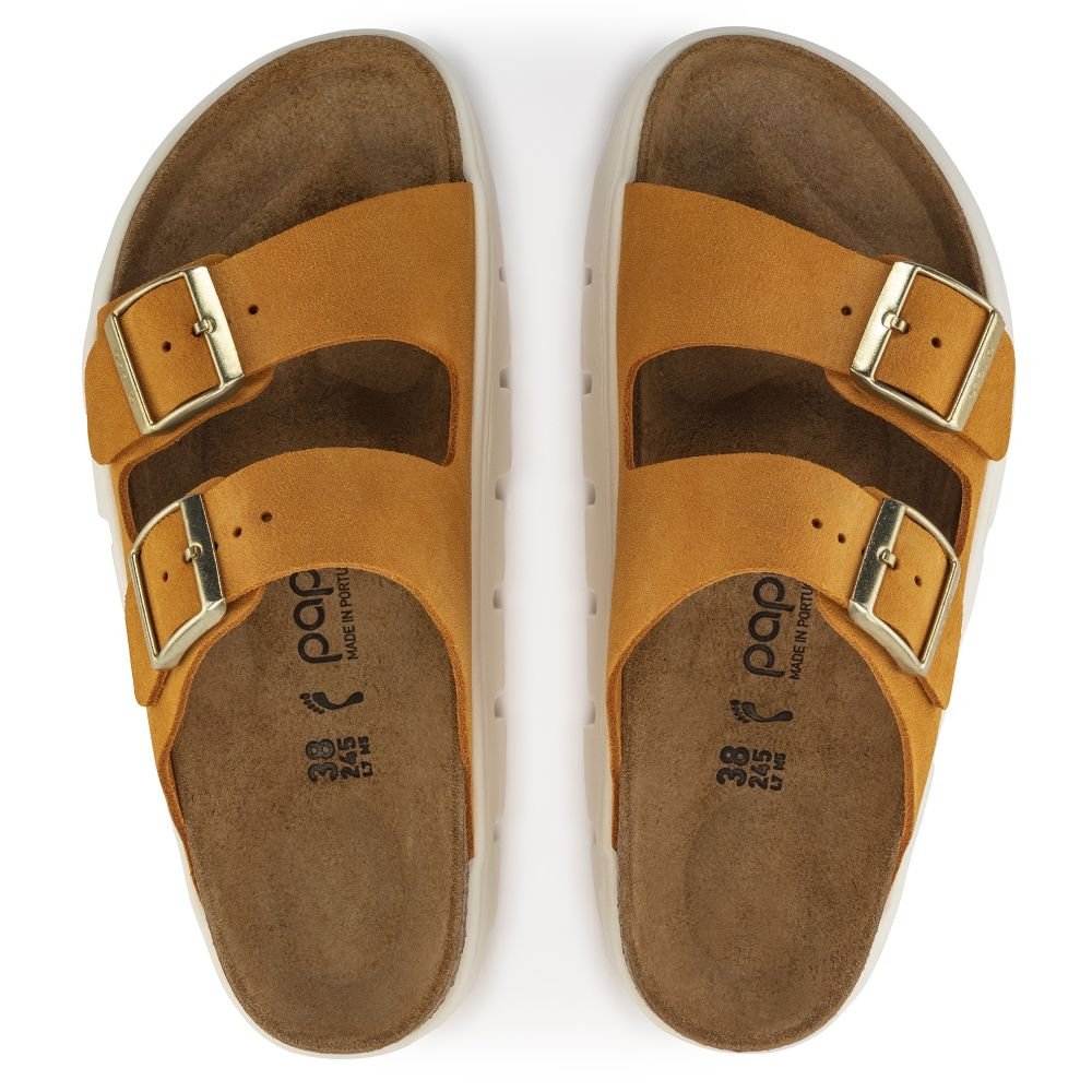 Birkenstock Women's Arizona Chunky Suede Leather in Apricot