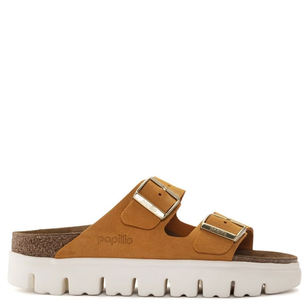 Birkenstock Women's Arizona Chunky Suede Leather in Apricot
