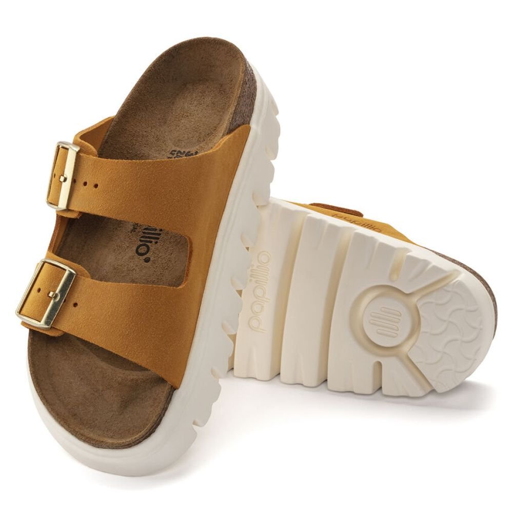 Birkenstock Women's Arizona Chunky Suede Leather in Apricot