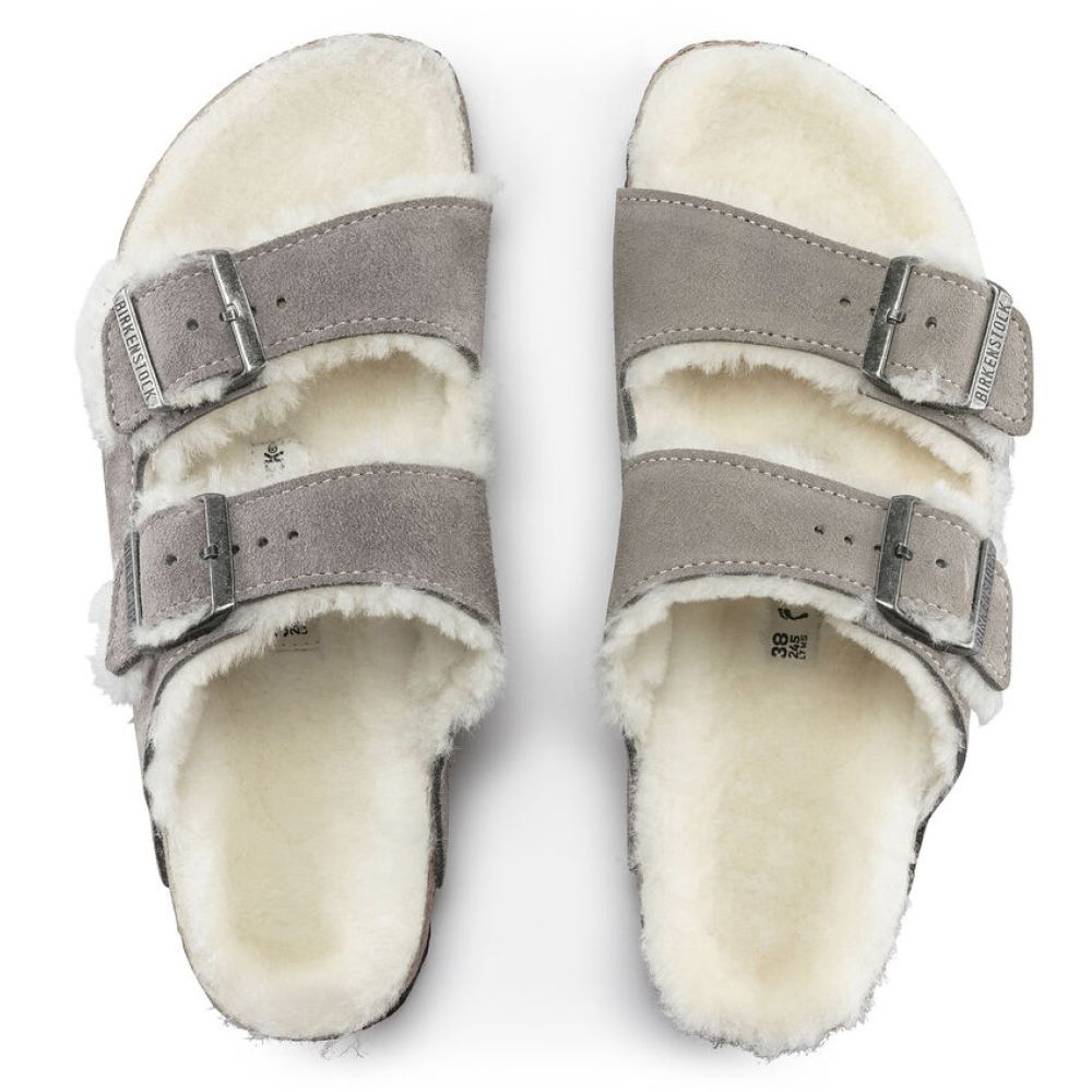 Birkenstock Women's Arizona Shearling in Stone Coin