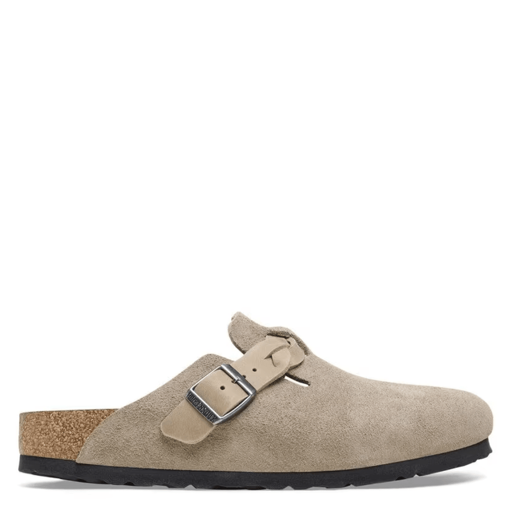 Birkenstock Women's Boston Braided Suede Leather in Taupe