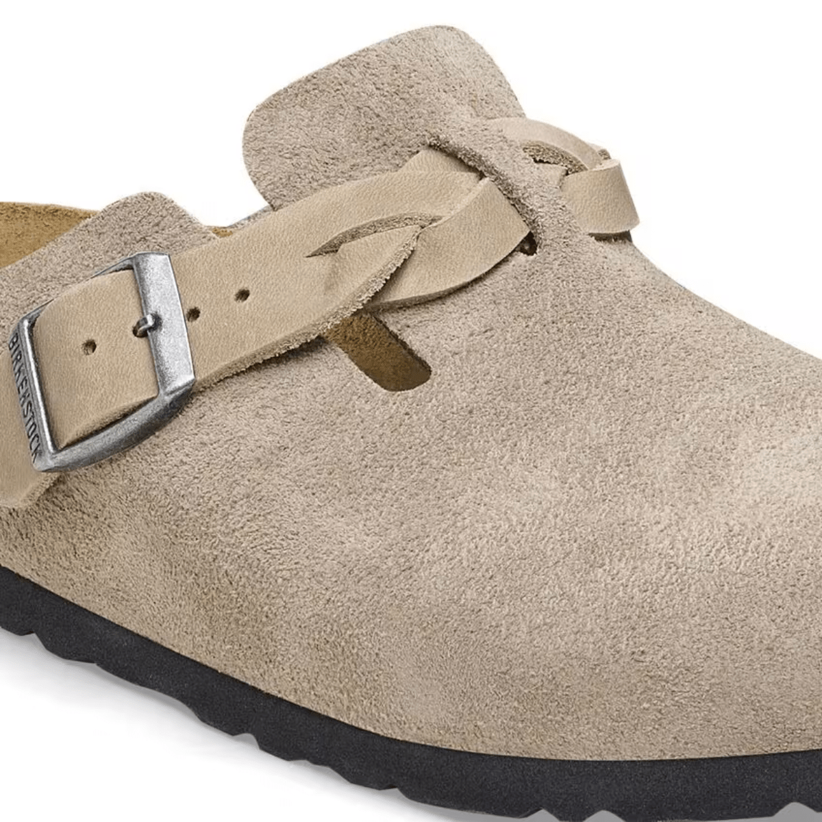 Birkenstock Women's Boston Braided Suede Leather in Taupe