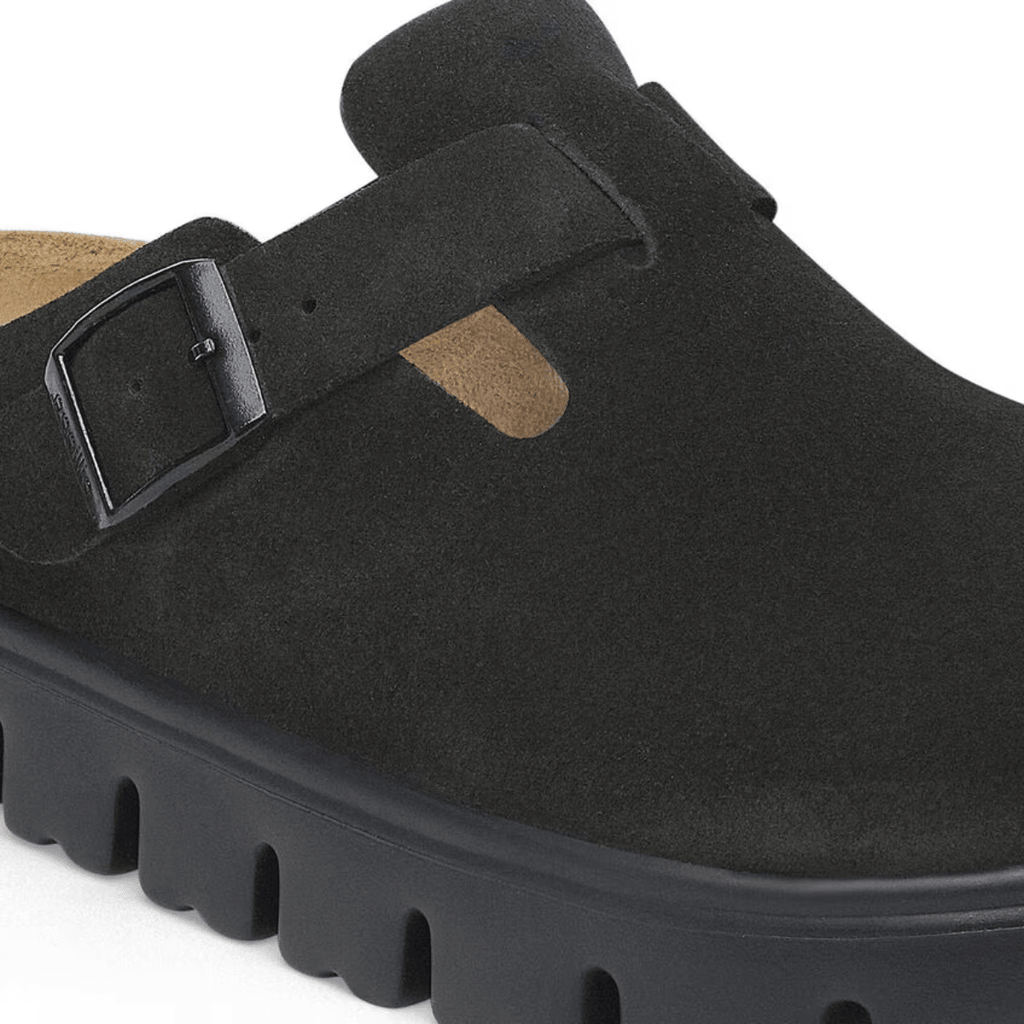 Birkenstock Women's Boston Chunky Suede Leather in Black/Black