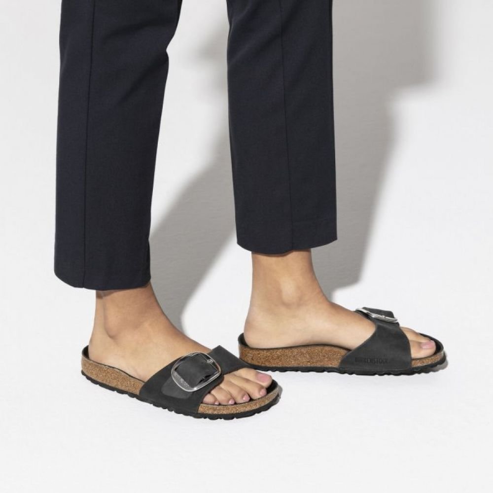 Birkenstock Women's Madrid Big Buckle Oiled Leather in Black