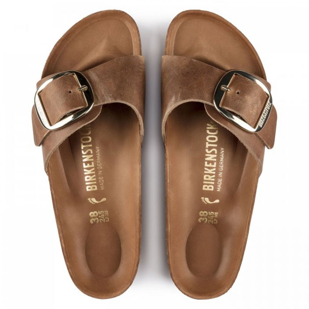 Birkenstock Women's Madrid Big Buckle Oiled Leather in Cognac