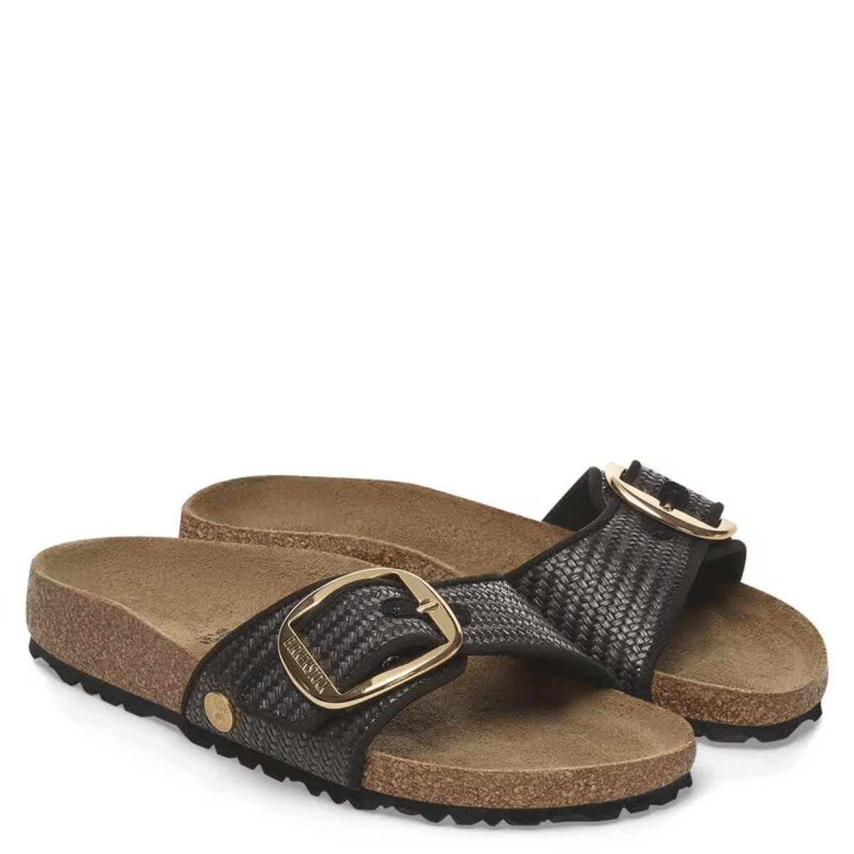 Birkenstock Women's Madrid Big Buckle Raffia Textile in Black