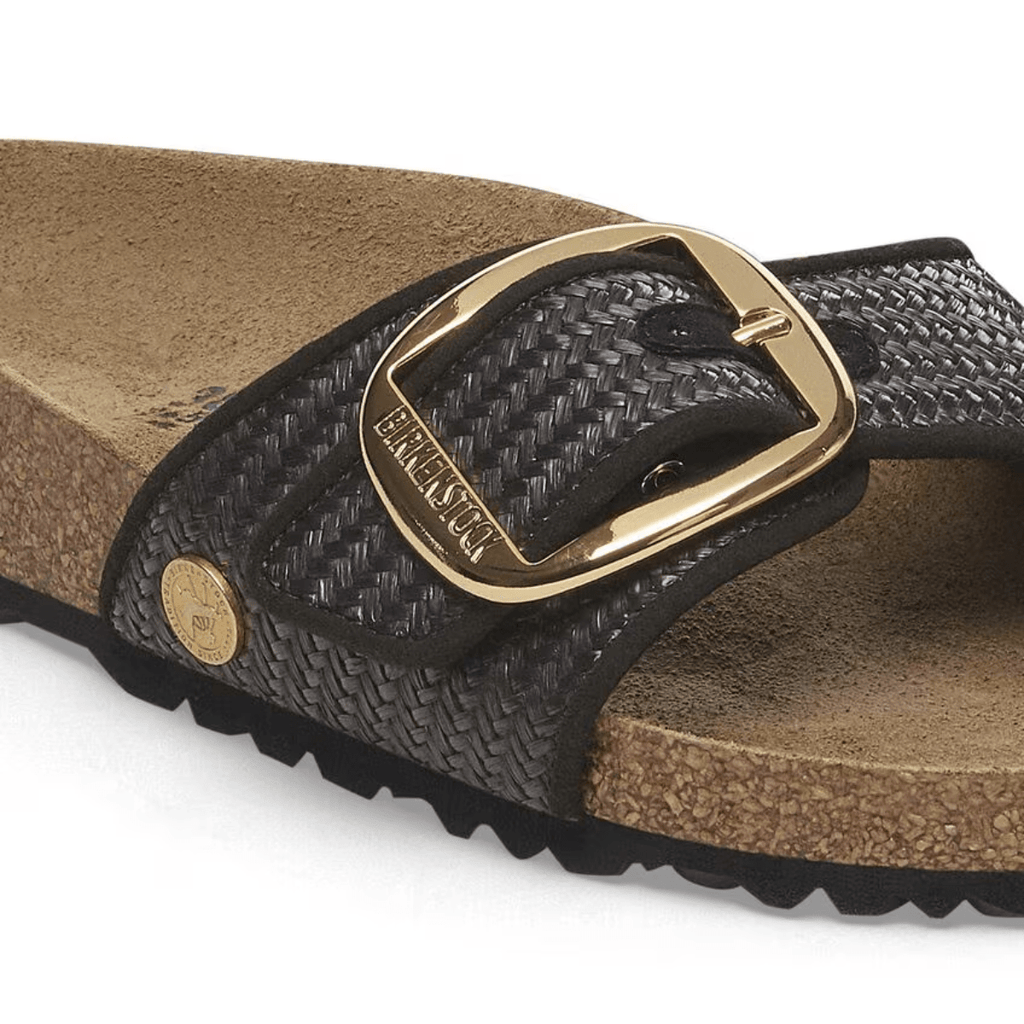 Birkenstock Women's Madrid Big Buckle Raffia Textile in Black