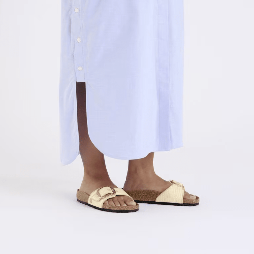 Birkenstock Women's Madrid Big Buckle Raffia Textile in Naturale