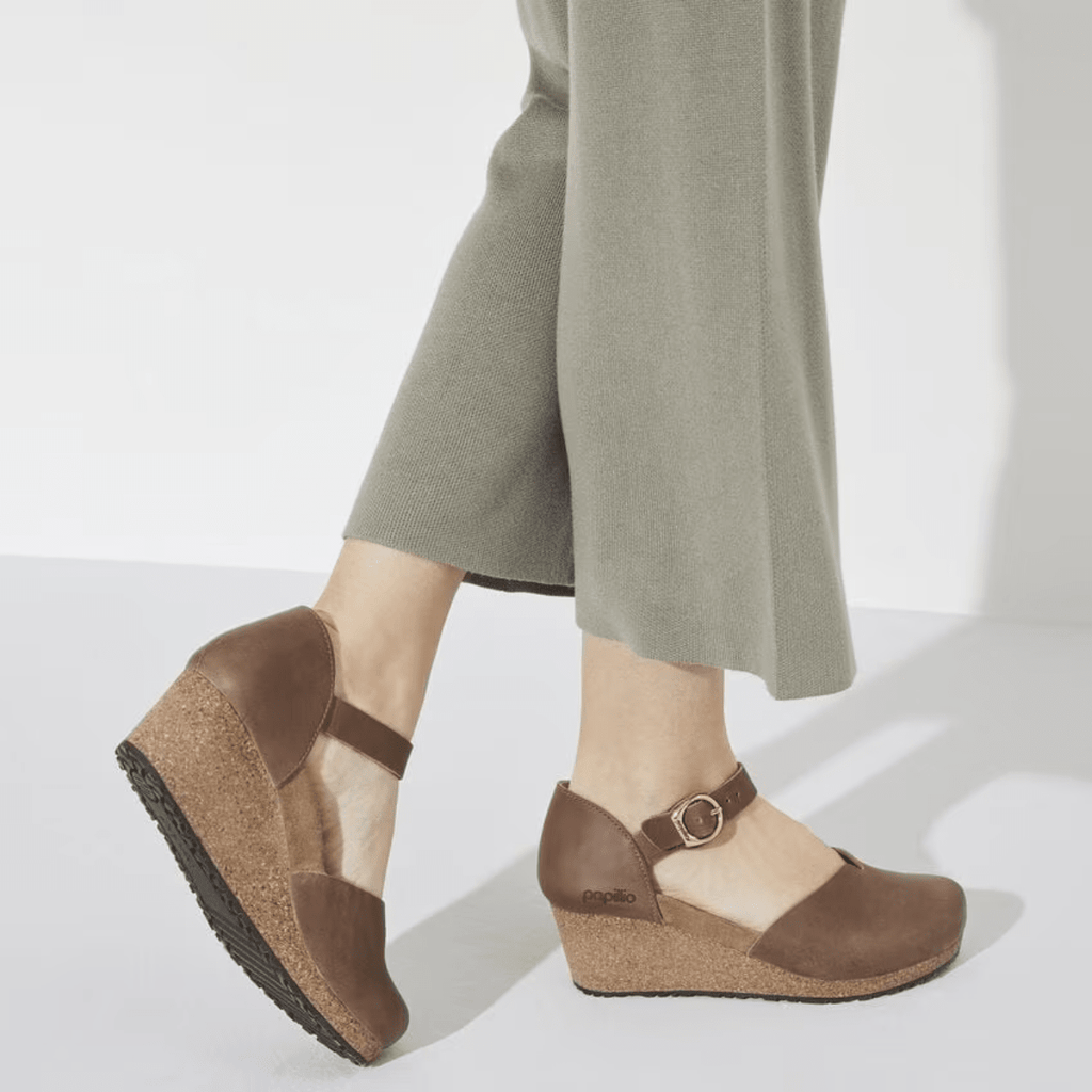 Birkenstock Women's Mary Ring-Buckle Oiled Leather in Cognac