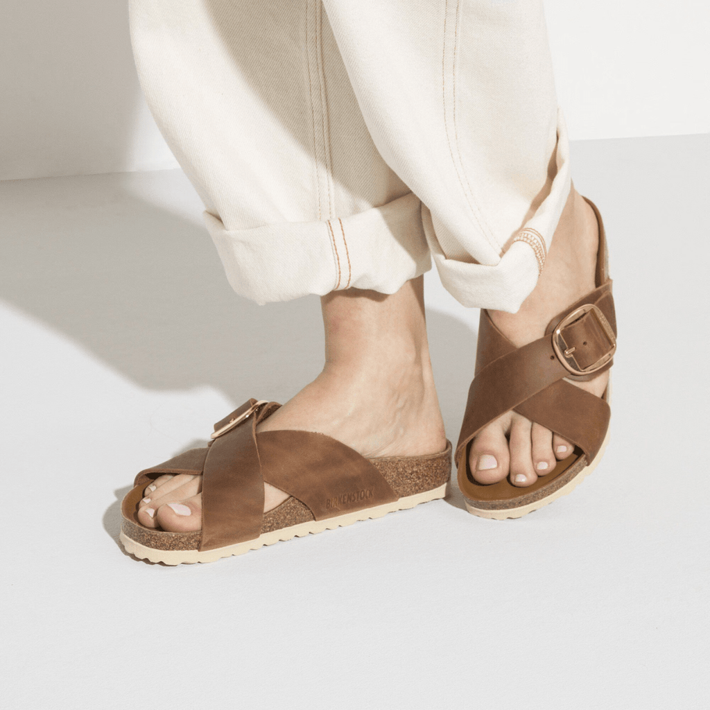 Birkenstock Women's Siena Big Buckle Oiled Leather in Cognac