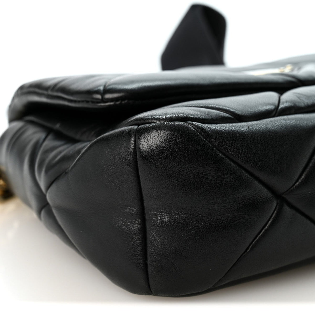 Nappa Re-Nylon Triangle Quilted Patchwork System Flap Shoulder Bag Black