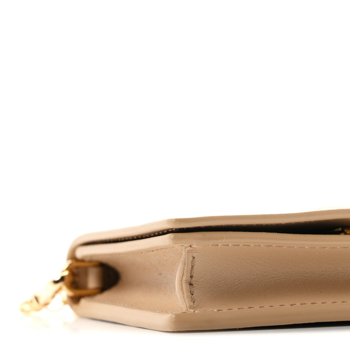 Nappa Quilted Metal Patchwork Triangle Logo Card Holder With Strap Sand Beige