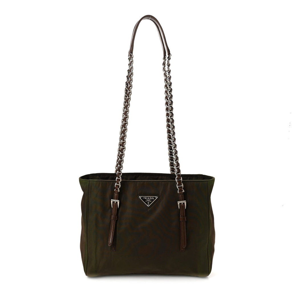 Tessuto Nylon Acciaio Chain Shoulder Bag Bruciato