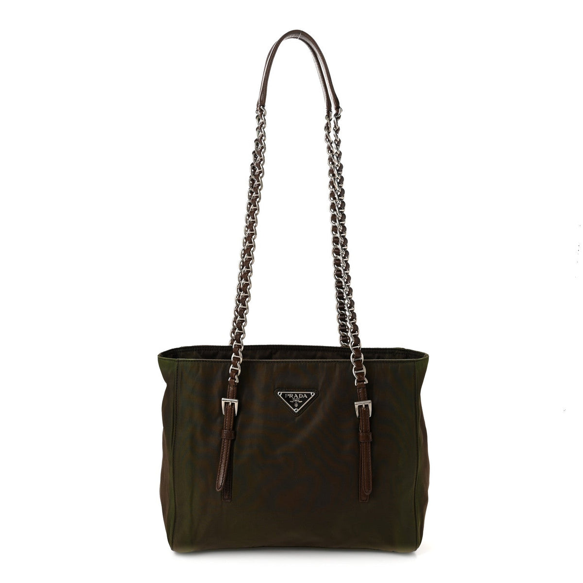 Tessuto Nylon Acciaio Chain Shoulder Bag Bruciato