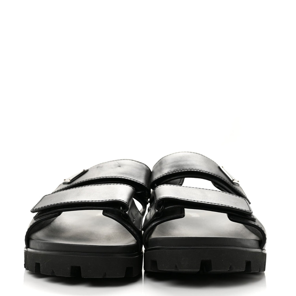 Vitello Sport Triangle Logo Mens Strap Sandals 11 Black