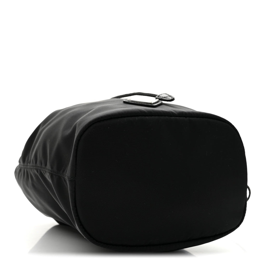Saffiano Tessuto Re-Nylon Vela Bucket Wristlet Black