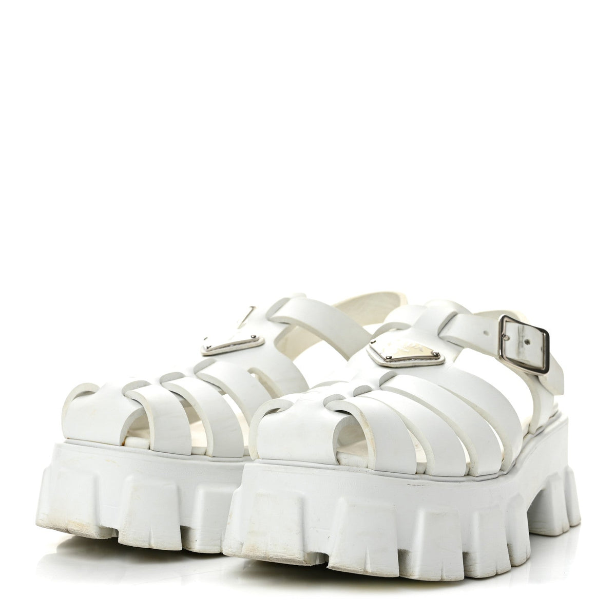 Foam Rubber Triangle Logo Monolith 55mm Cage Sandals 38 White