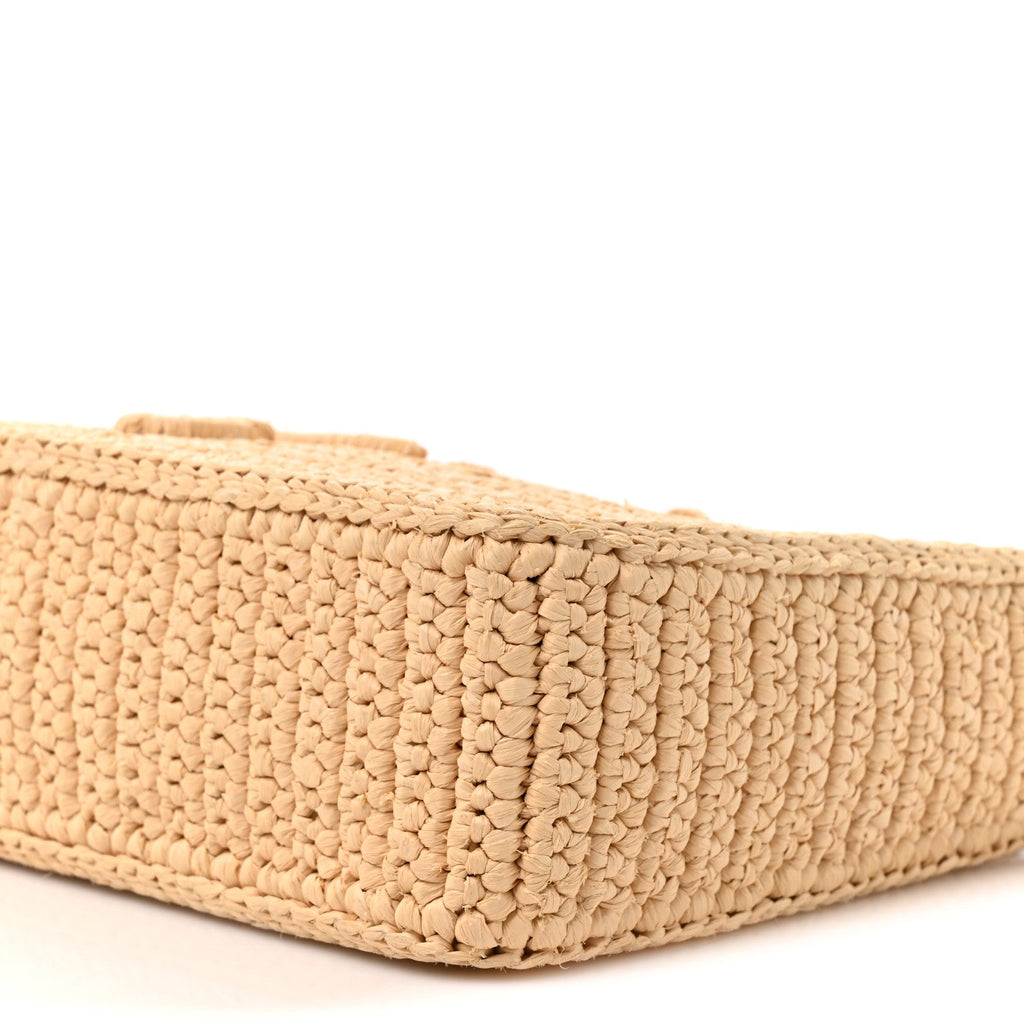 Yarn Raffia Effect Crochet Mini Re-Edition 2000 Shoulder Bag Naturale