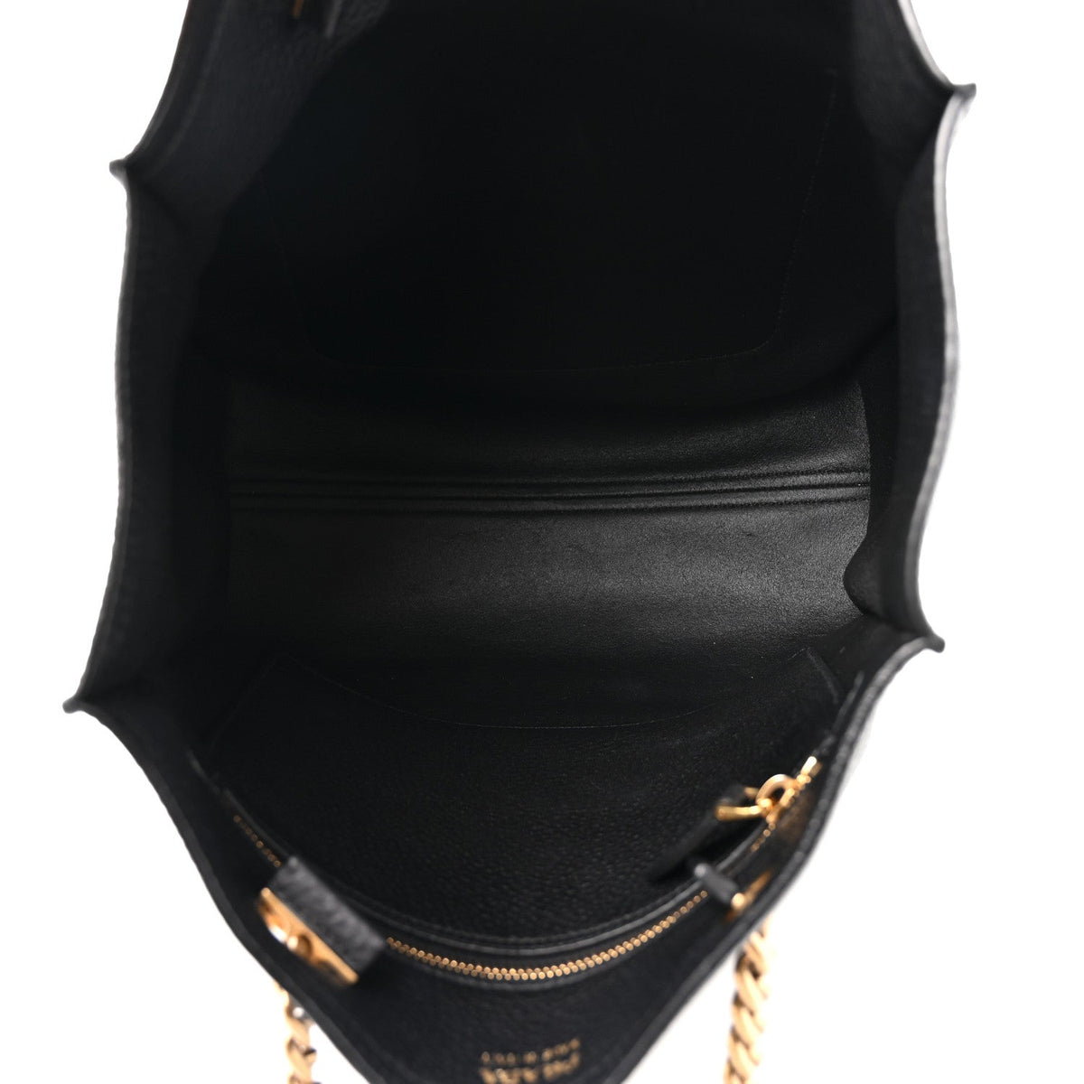 Vitello Daino Chain Shopping Tote Black