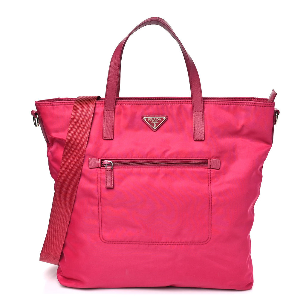 Tessuto Nylon Saffiano Pocket Tote Ibisco