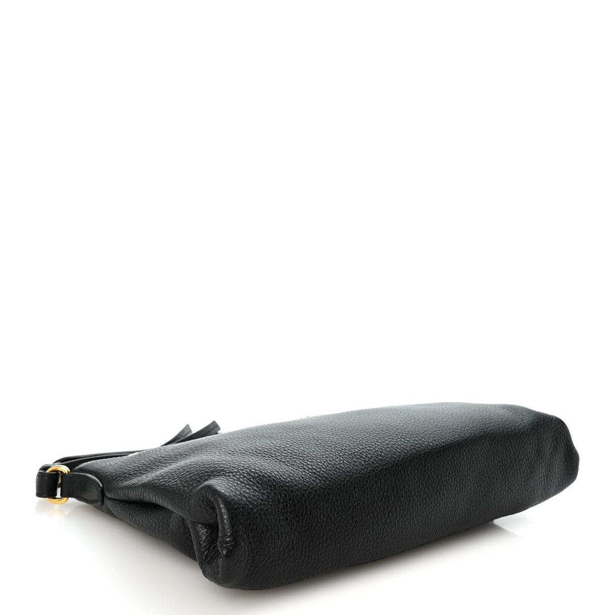 Vitello Daino Zippered Shoulder Bag  Black