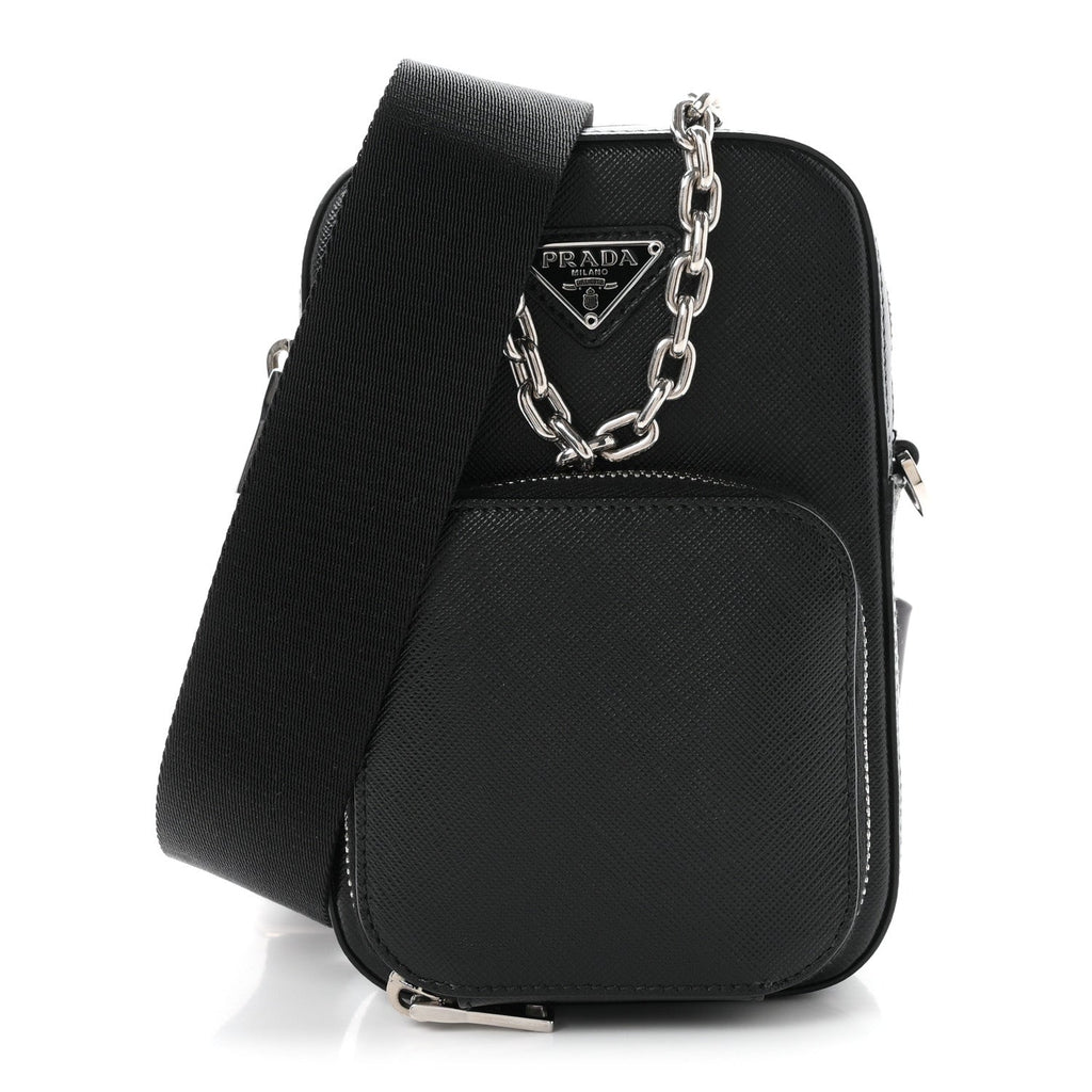 Saffiano Phone Crossbody Pouch  Black