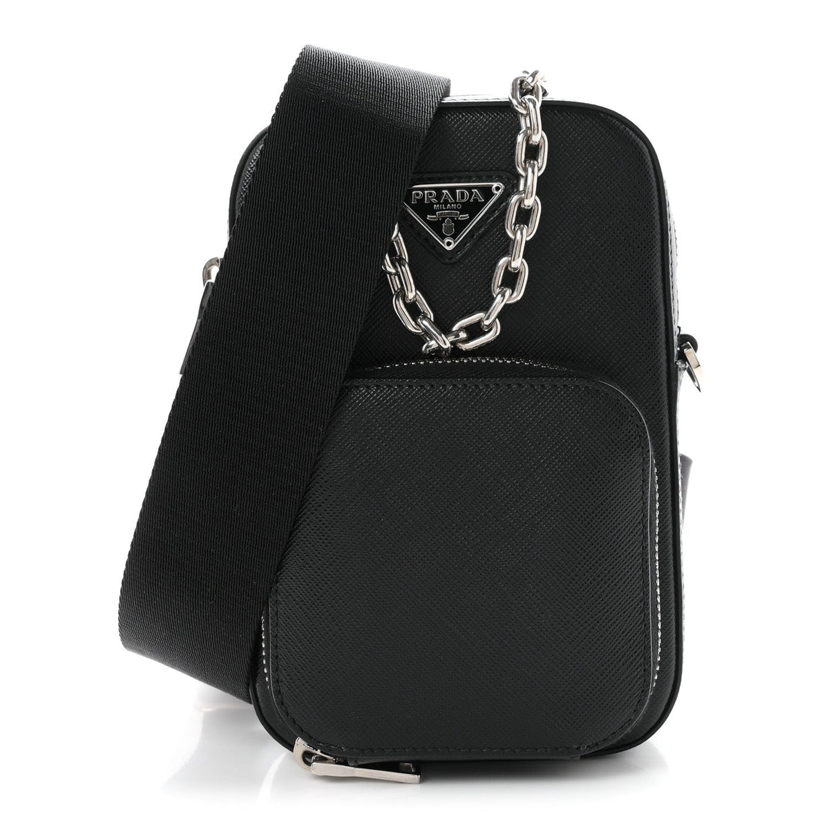 Saffiano Phone Crossbody Pouch  Black