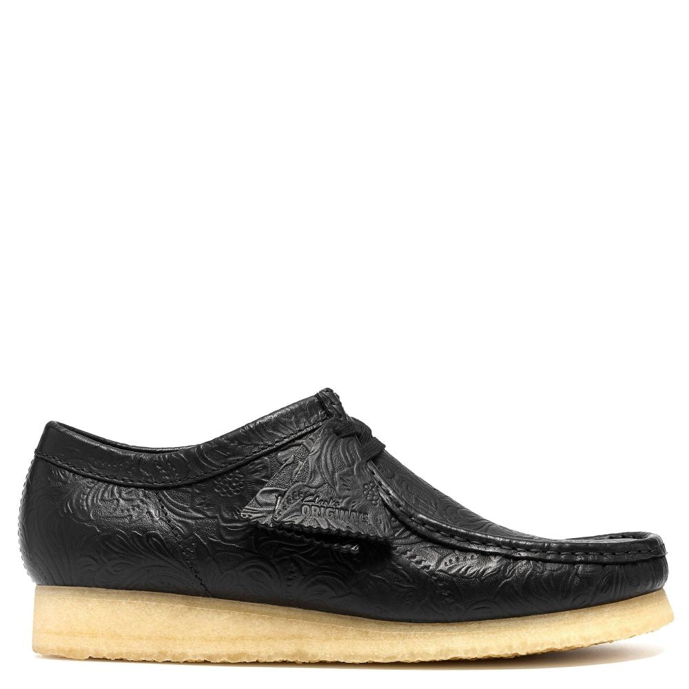 Clarks Men's Wallabee in Black Leather Embossed