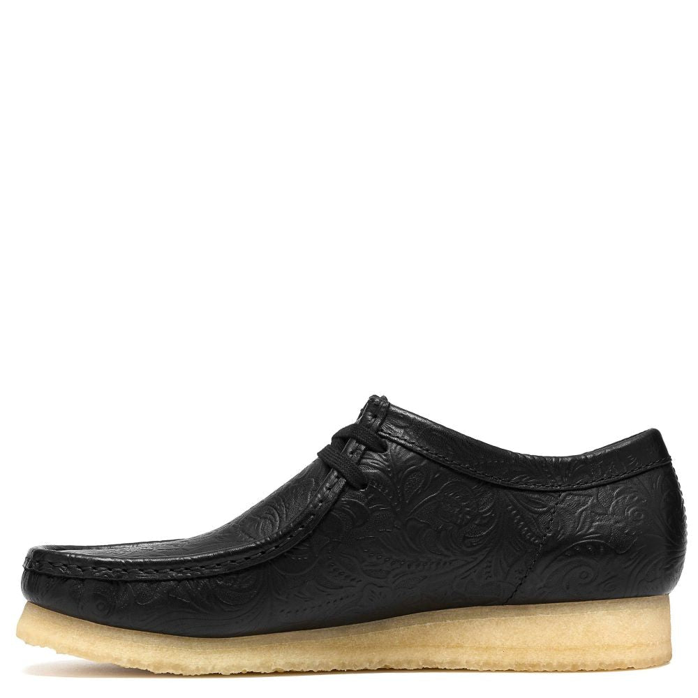 Clarks Men's Wallabee in Black Leather Embossed
