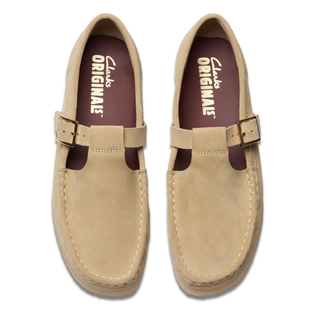 Clarks Women's Wallabee T-Bar in Maple Suede