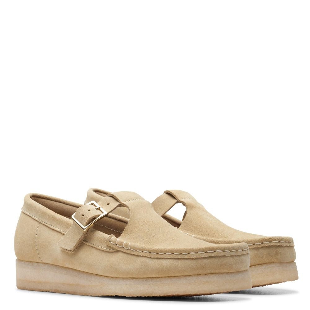 Clarks Women's Wallabee T-Bar in Maple Suede