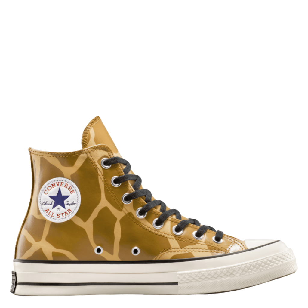 Converse Chuck 70 Glow-In-The-Dark Giraffe Print High Top in Ginger Snap/Egret/Gopher Gold