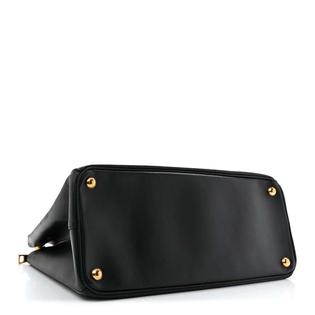 Saffiano Lux Large Galleria Double Zip Tote Black