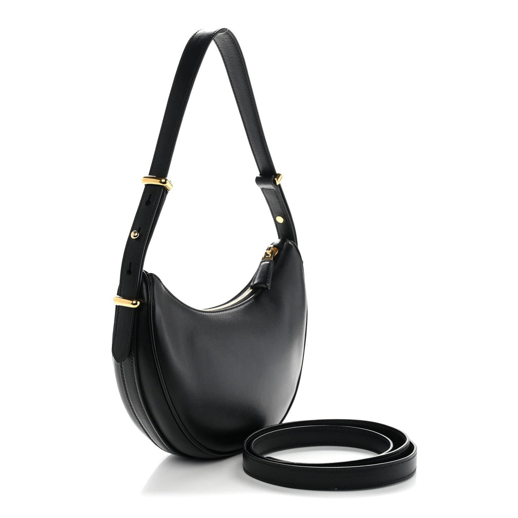 Soft Calfskin Arque Shoulder Bag Black