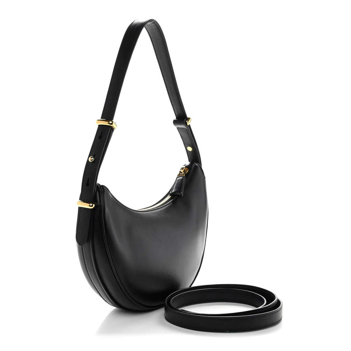 Soft Calfskin Arque Shoulder Bag Black
