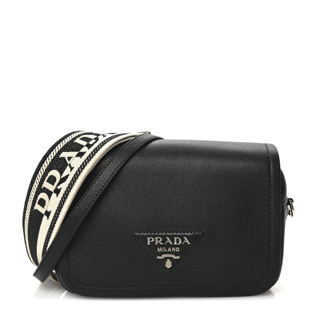 Vitello Daino Soft Flap Crossbody Black