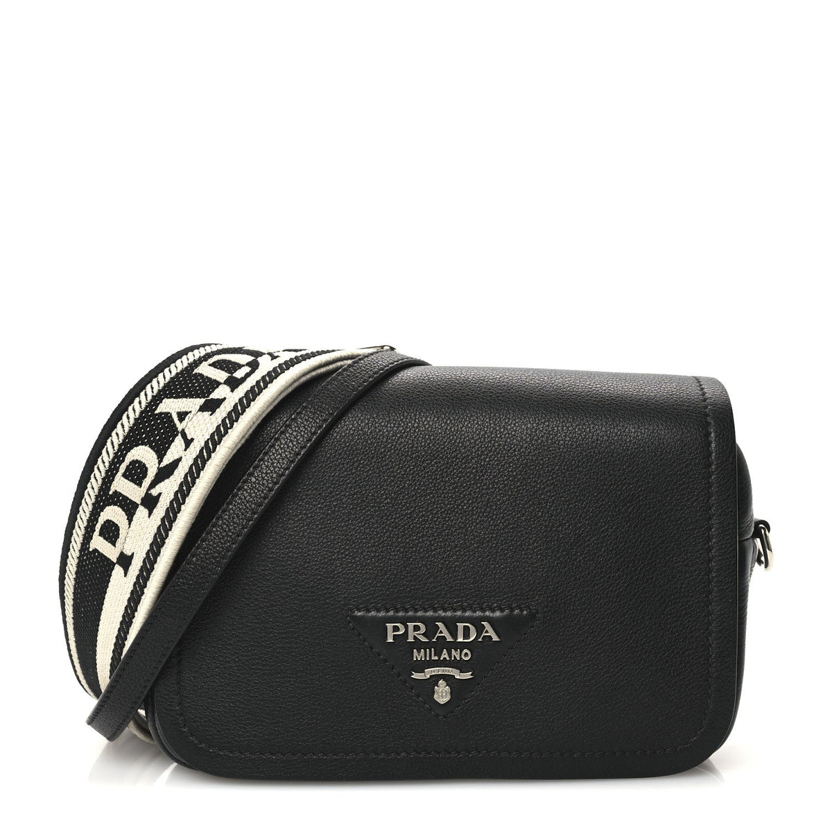 Vitello Daino Soft Flap Crossbody Black
