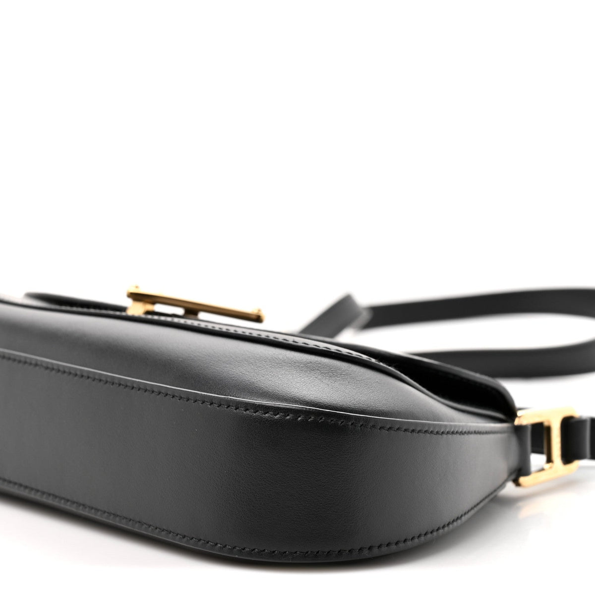City Calf Triangle Flap Shoulder Bag Black