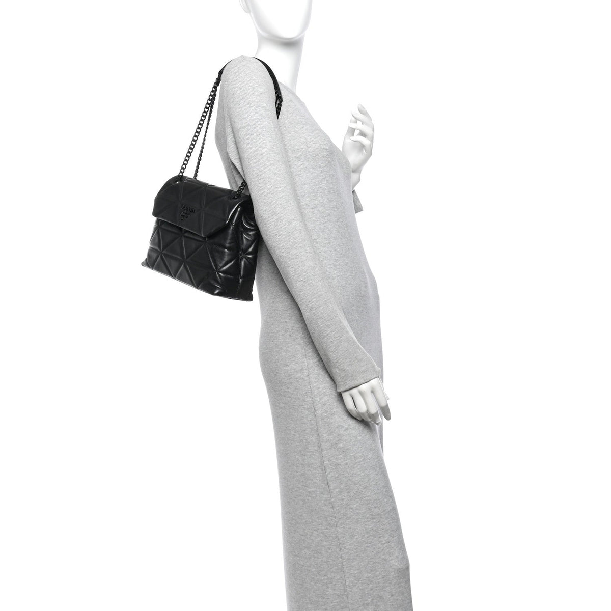 Nappa Triangle Stitched Large Spectrum Bag Black