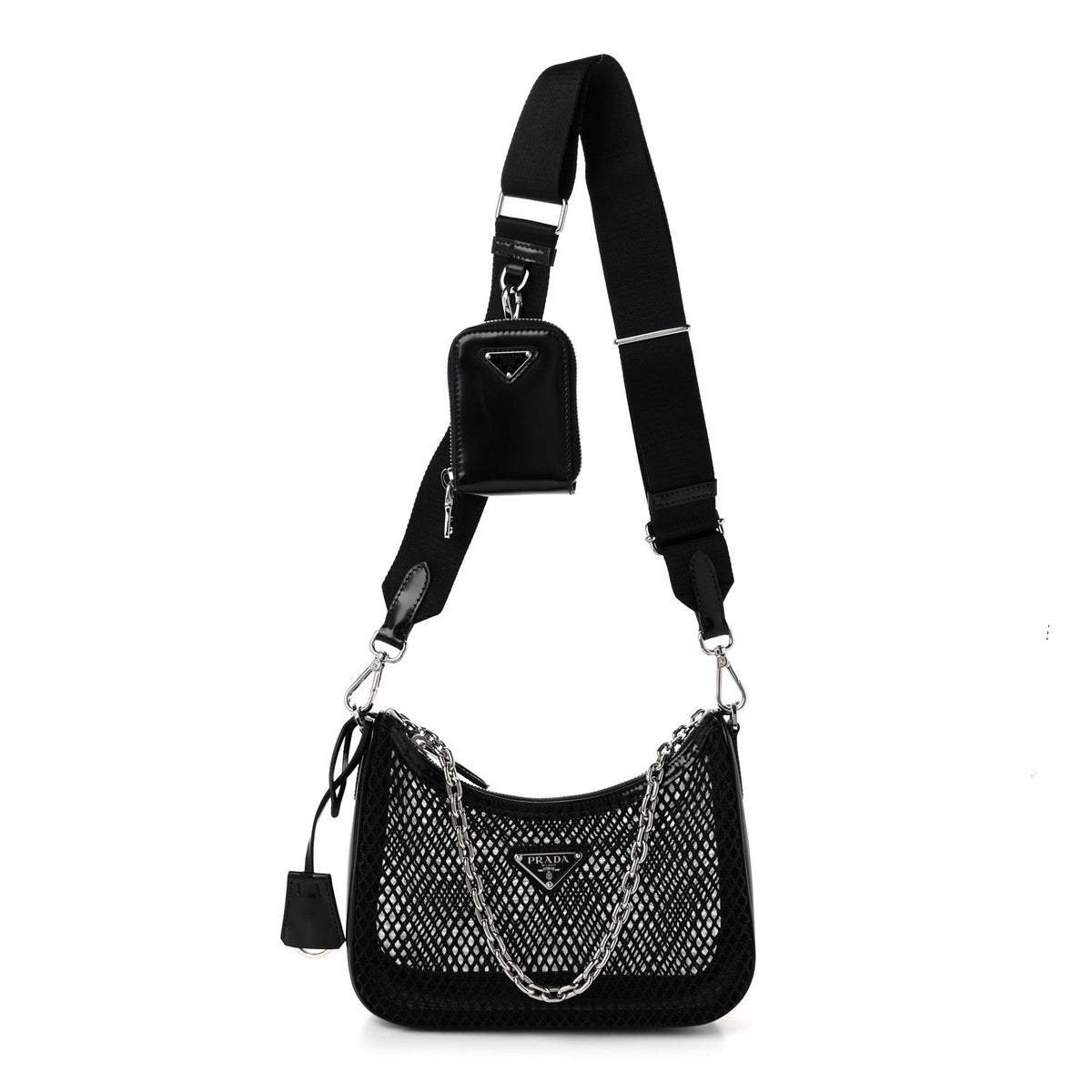Mesh Brushed Calfskin Re-Edition 2005 Shoulder Bag Black