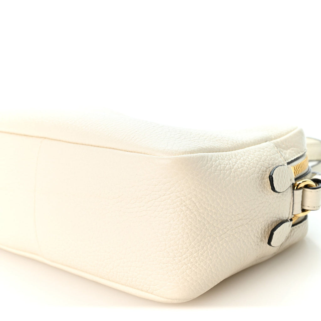 Vitello Daino Soft Medium Double Zip Shoulder Bag White