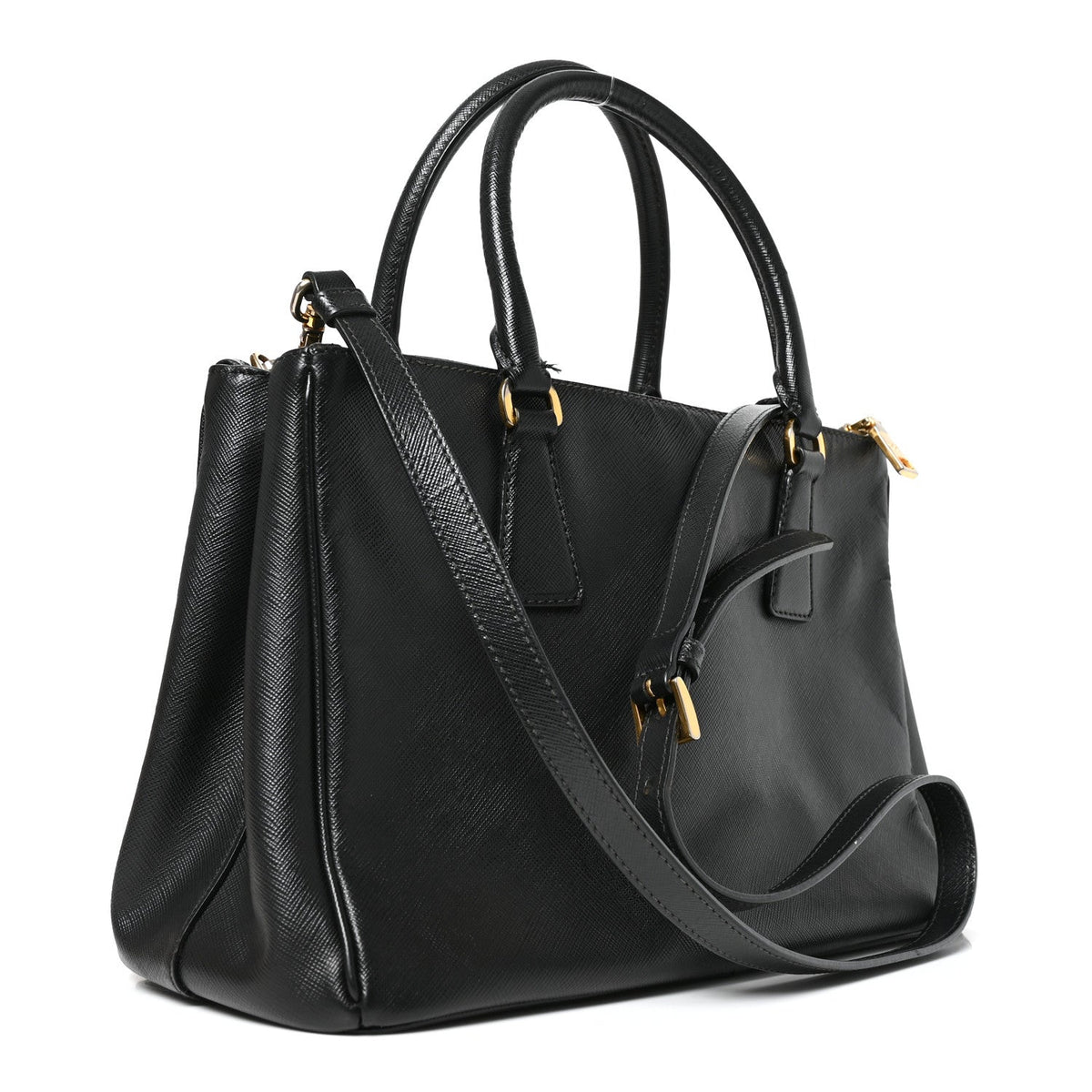 Saffiano Small Galleria Double Zip Tote Black