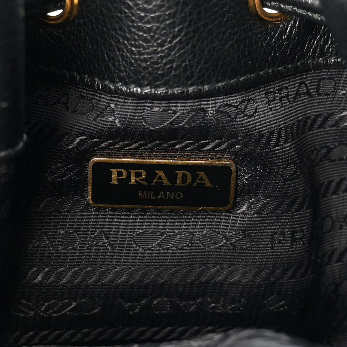 Glace Calfskin Embossed Secchiello Bucket Bag Black