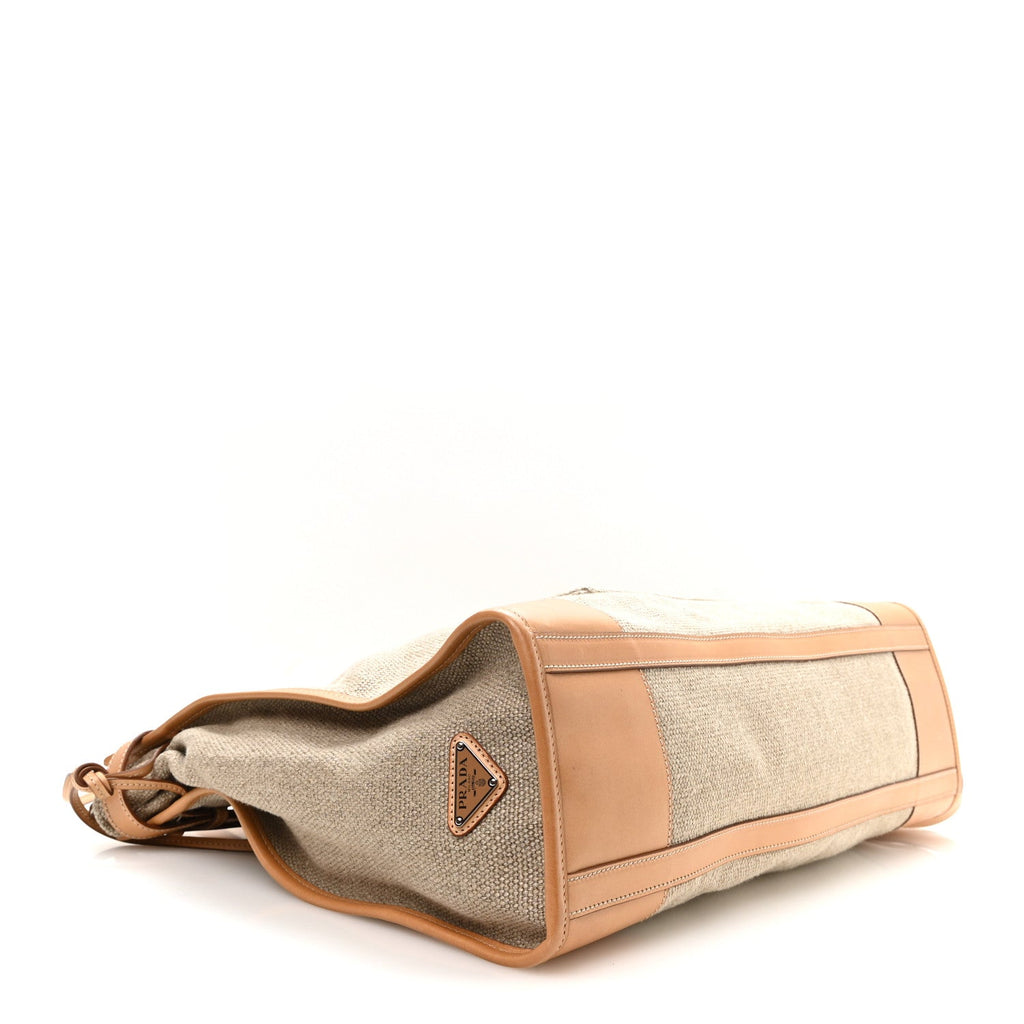 Linen Calfskin Bonnie Tote Bag Rope Natural